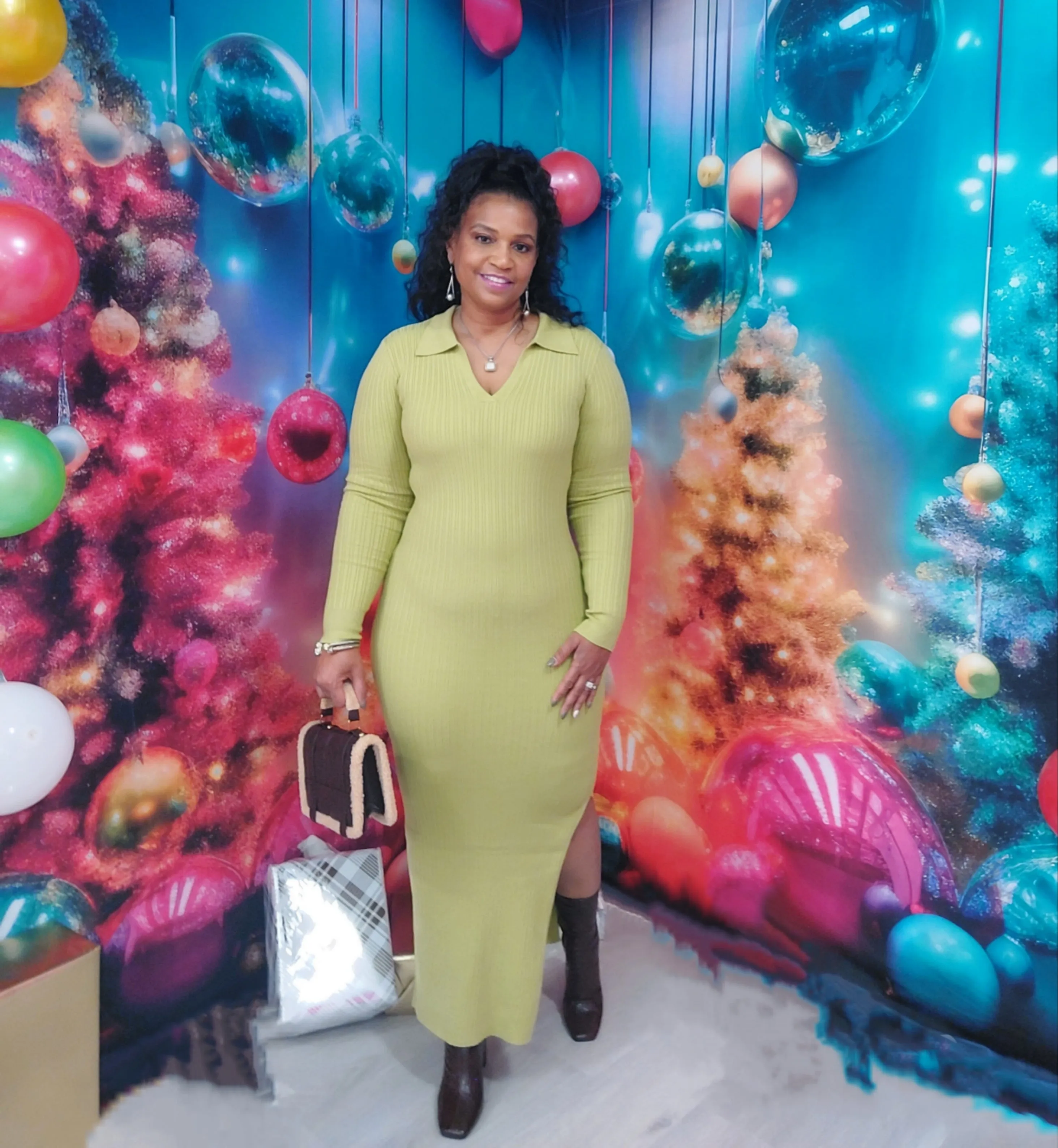 Caroline Sweater Dress Cartreuse