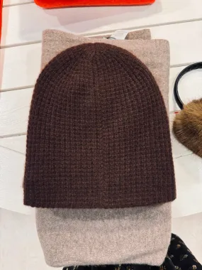 Cashmere Waffle Beanie Espresso