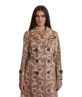 Celine Logo Trench Coat Horse Brown DXBS2015