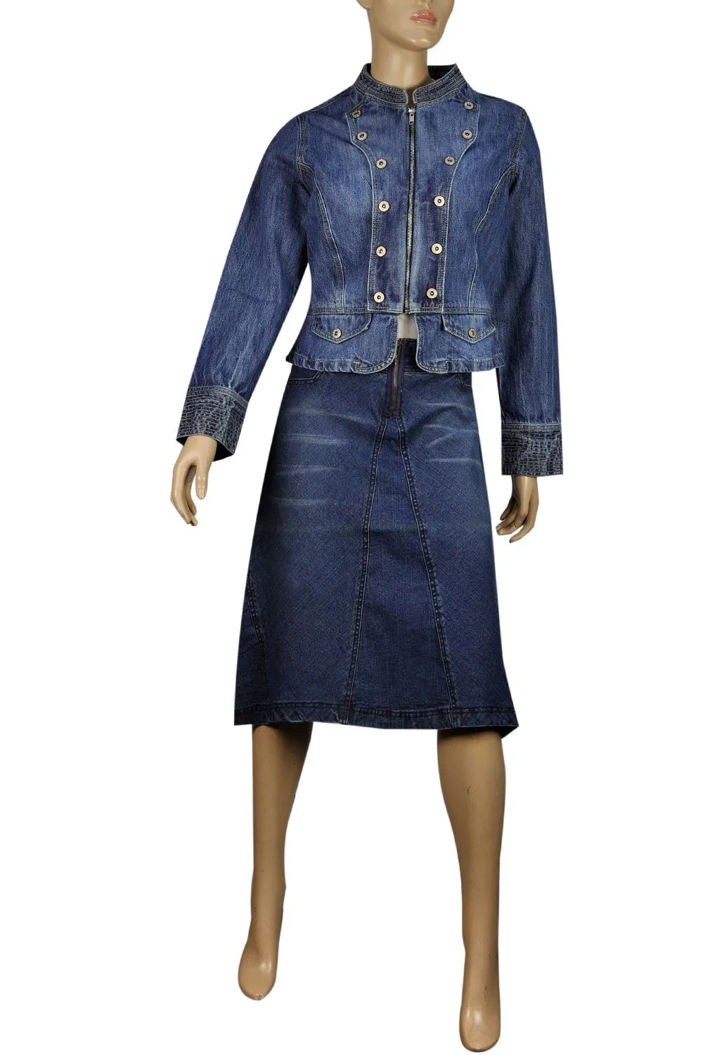 Clove Jeans Military Denim Cropped Jacket Womens Short Jackets Plus Size UK 14-24