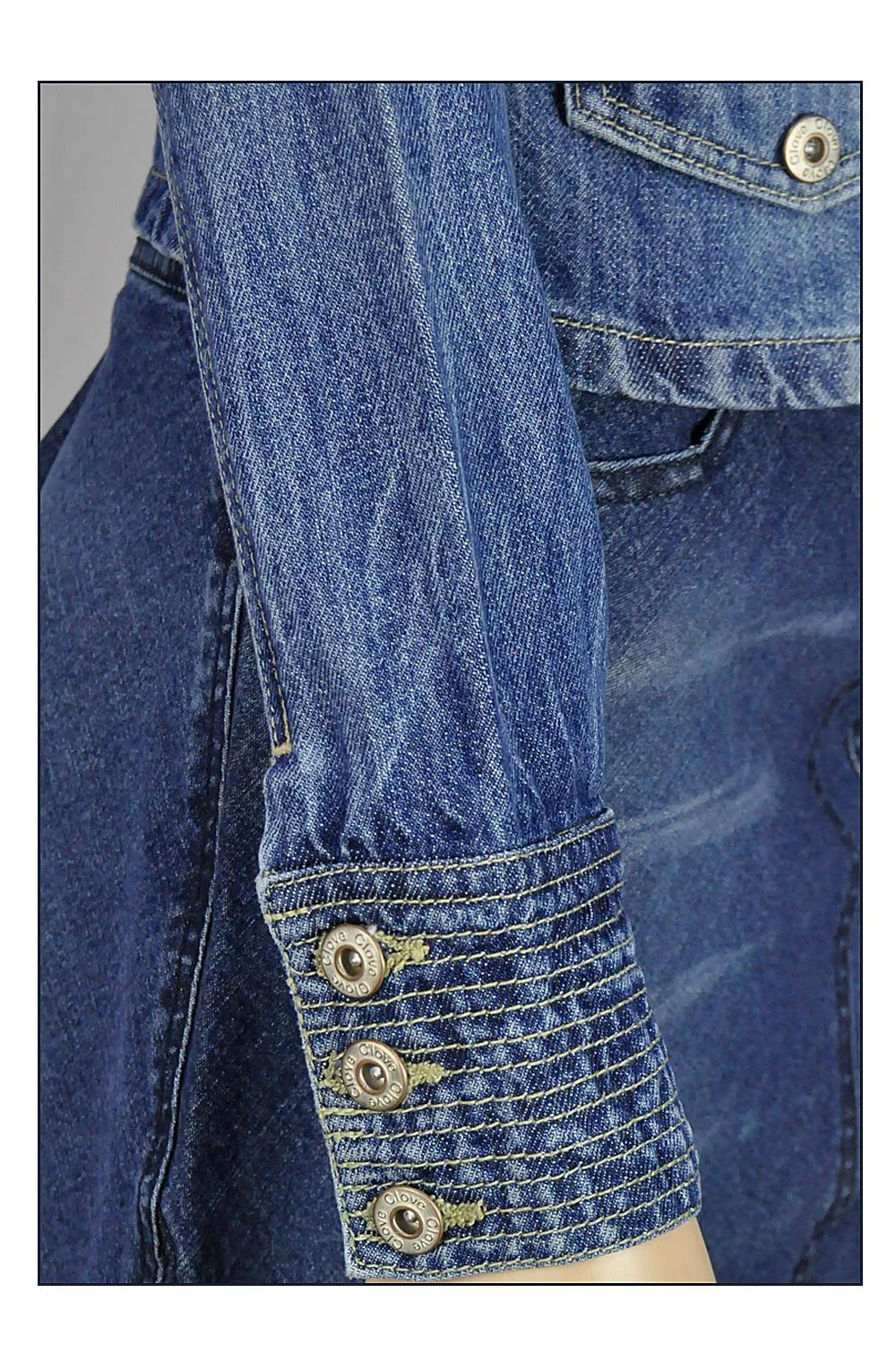 Clove Jeans Military Denim Cropped Jacket Womens Short Jackets Plus Size UK 14-24
