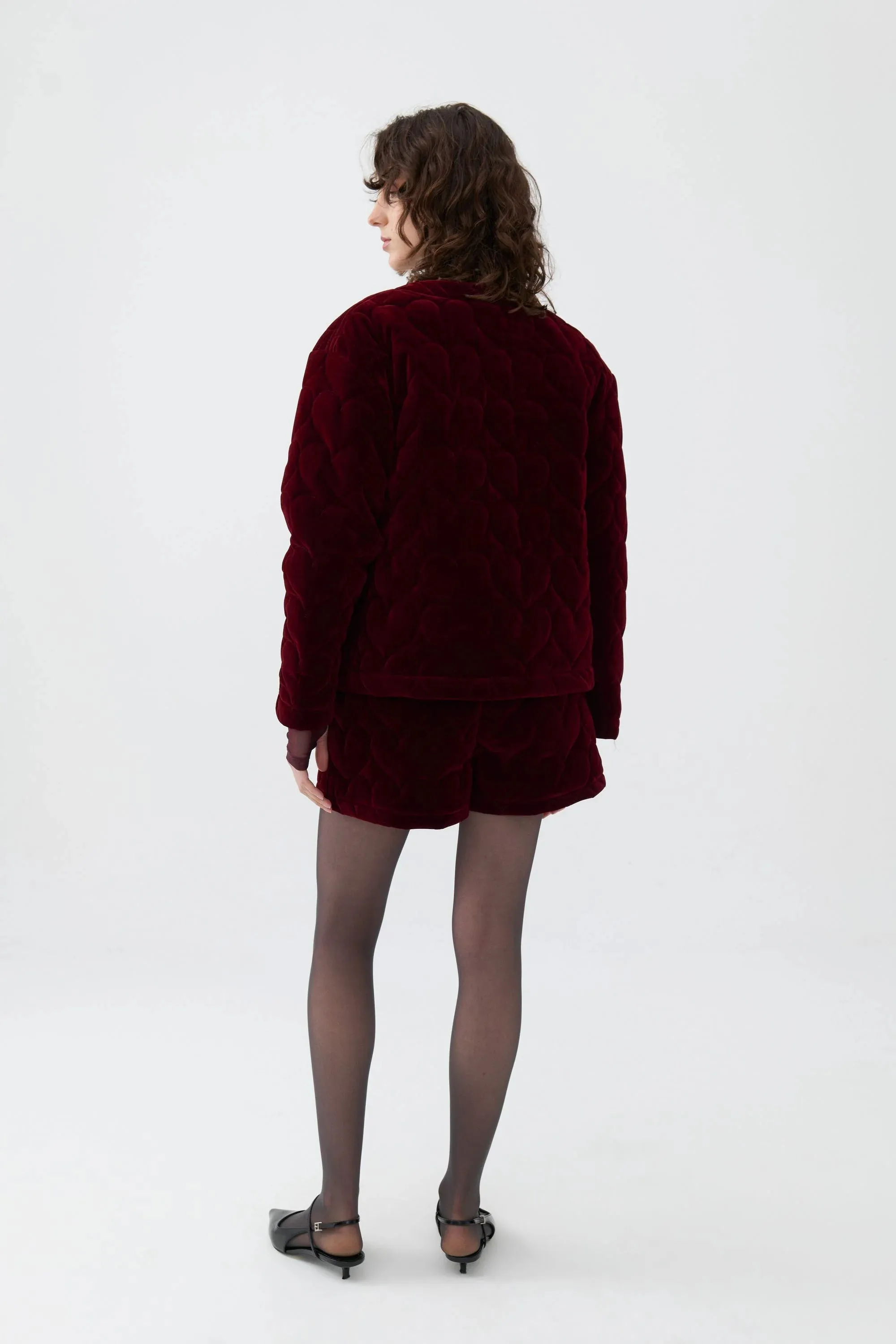 Collarless Quilted Jacket