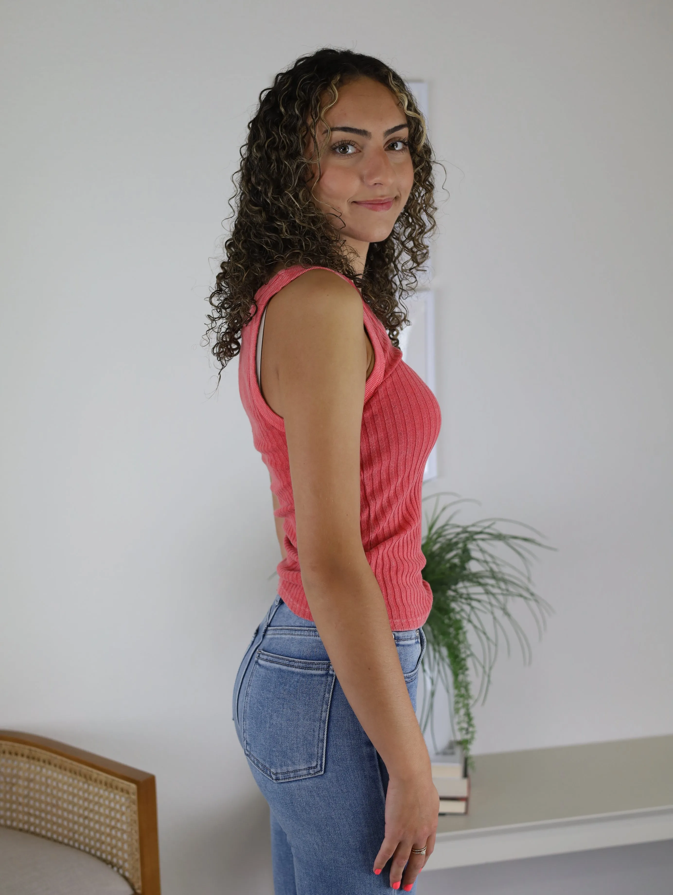 Cooper Rib Tank - Coral - Sale