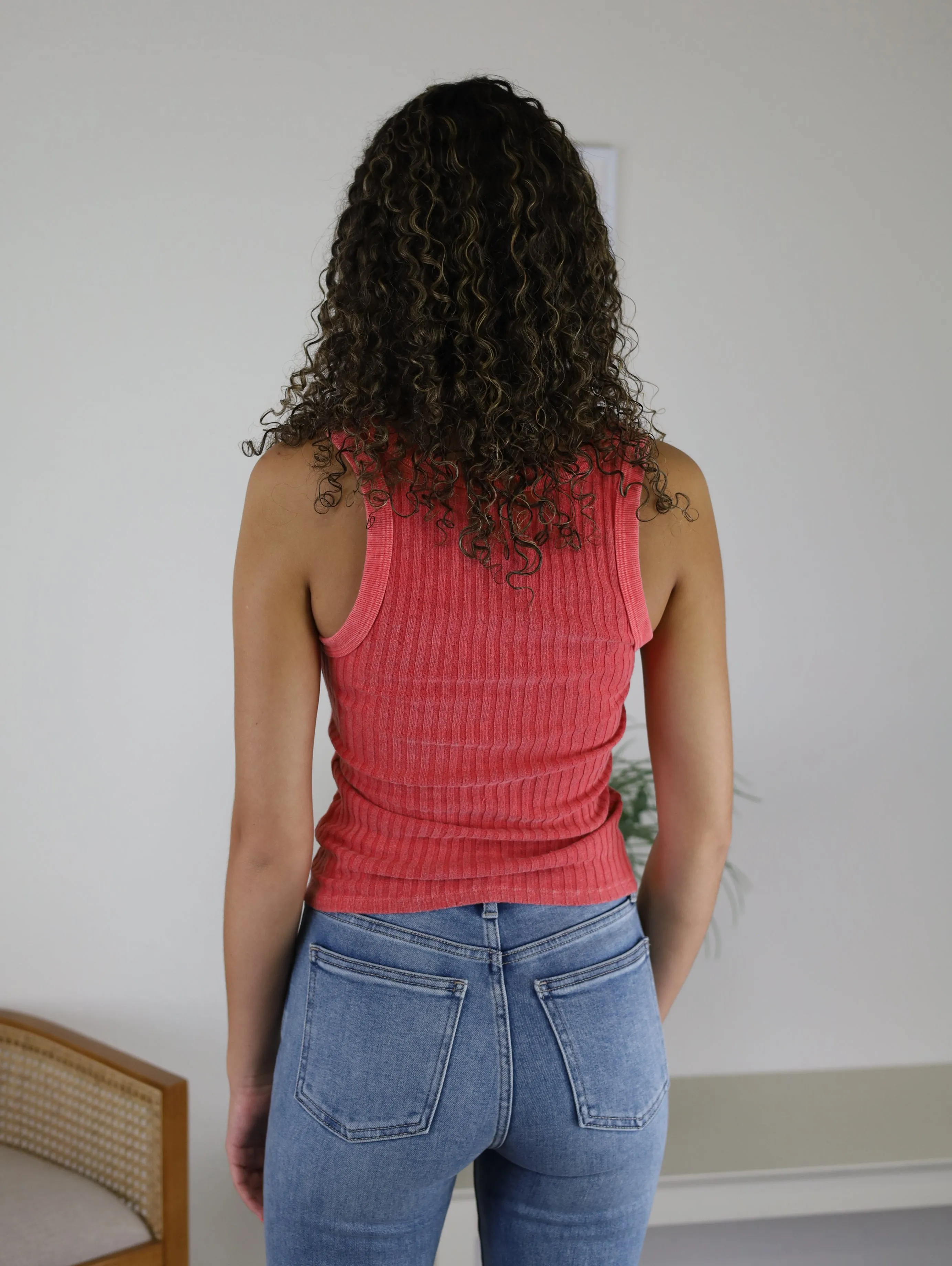 Cooper Rib Tank - Coral - Sale