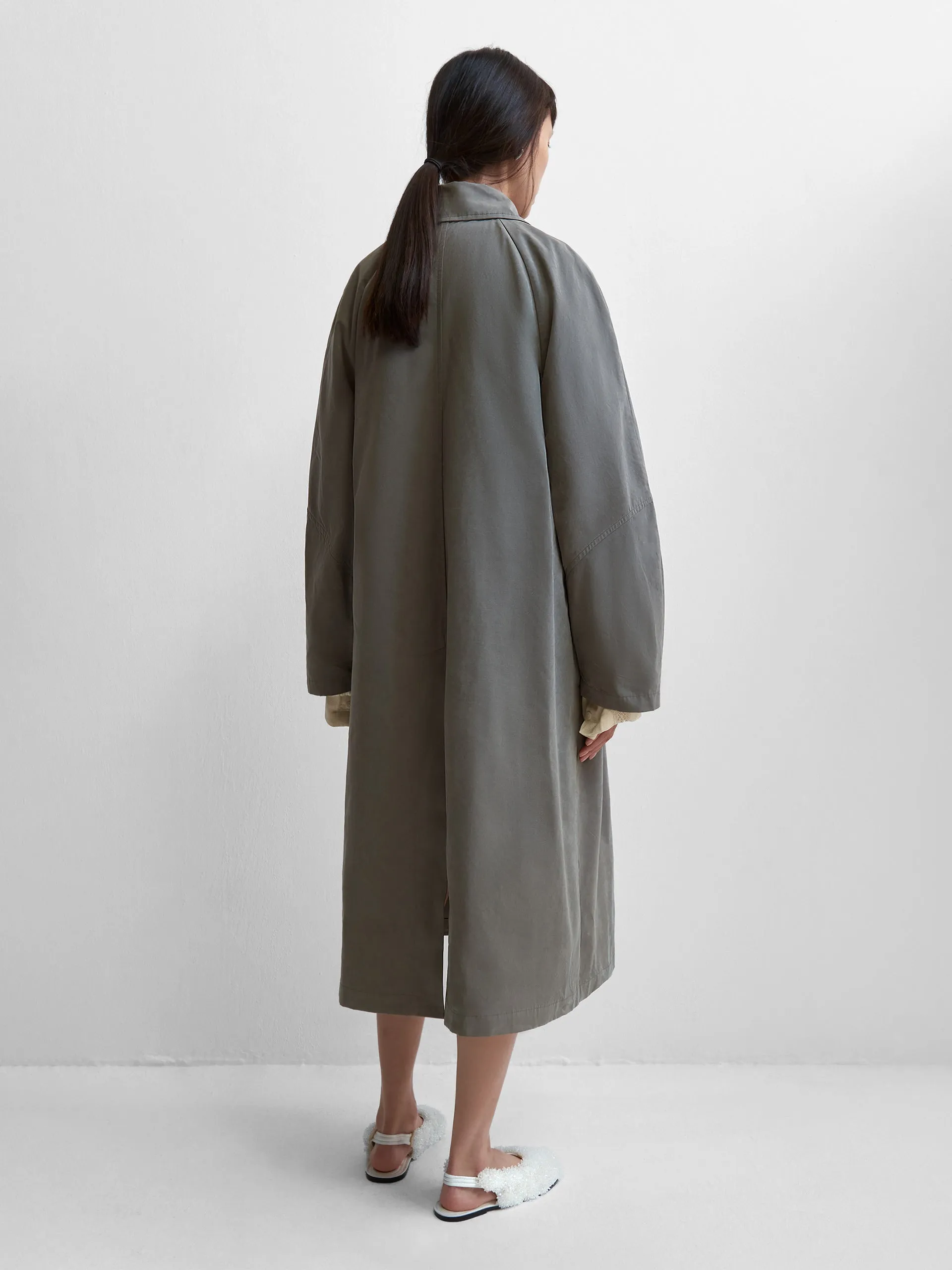 CORDERA Wax Cotton Trench Taupe Grey