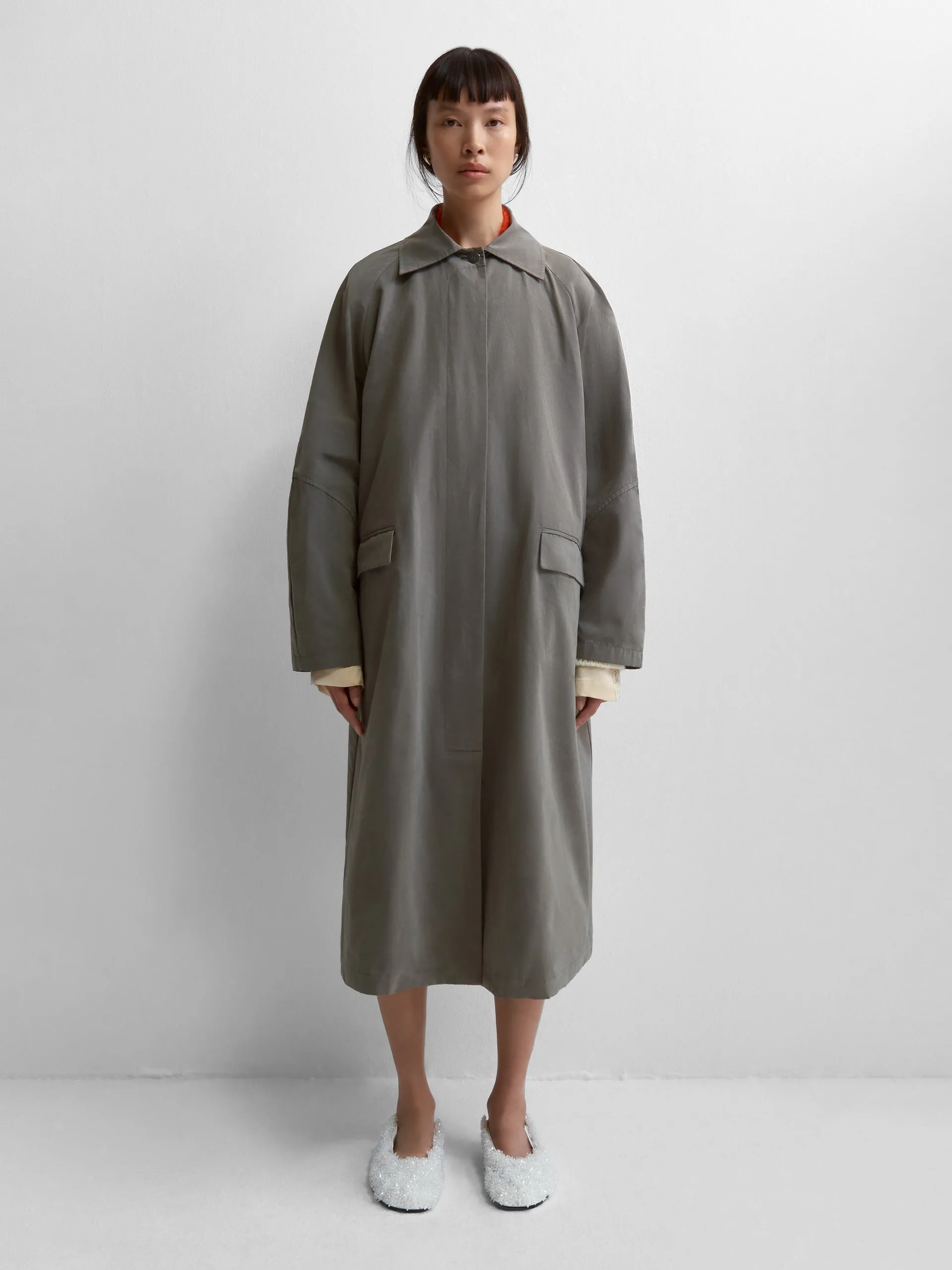 CORDERA Wax Cotton Trench Taupe Grey