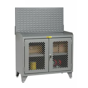Counter Height Bench Cabinet w/ Louvered Panel and Clearview Doors