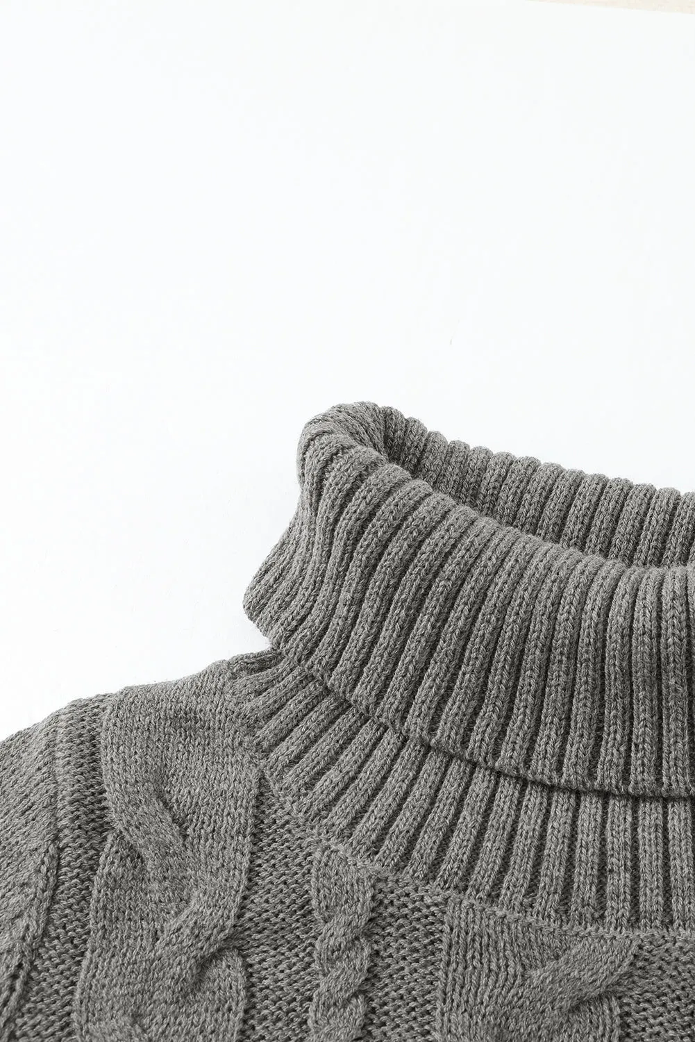 Cowl Neck Cable Knit Sweater Dress
