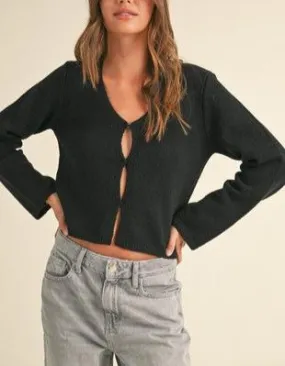 Cream Puff Hook & Eye Front Closure Knitted Long Sleeve (CREAM ONLY)