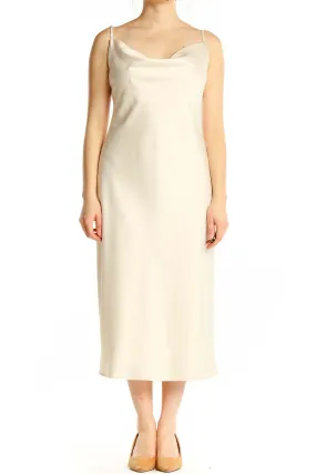 Cream Satin Slip Midi Dress