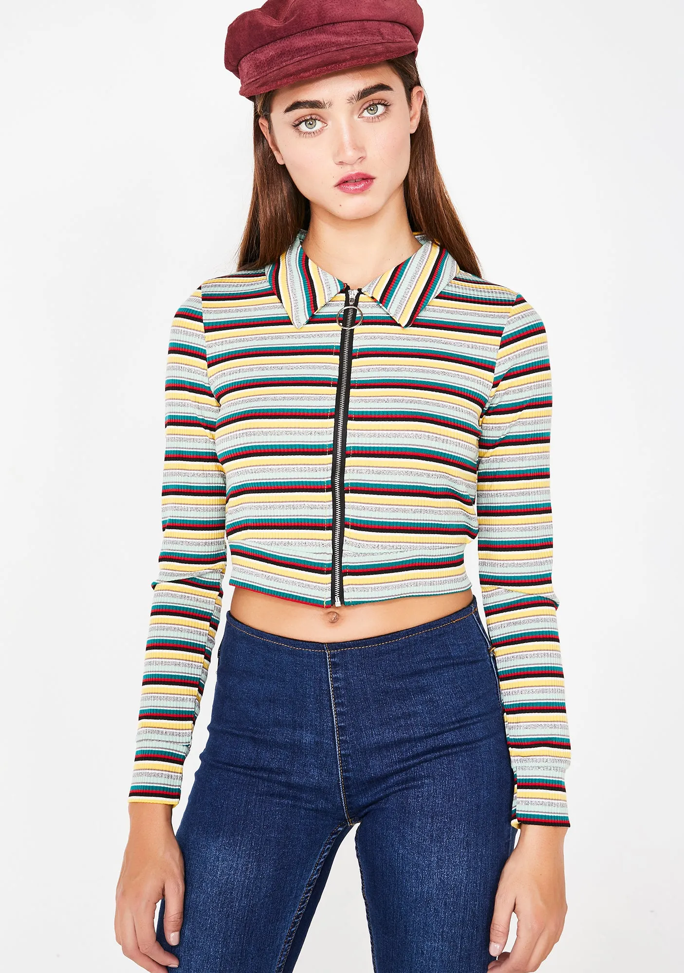 Dank Stripe Stop Whining Zip Up Top