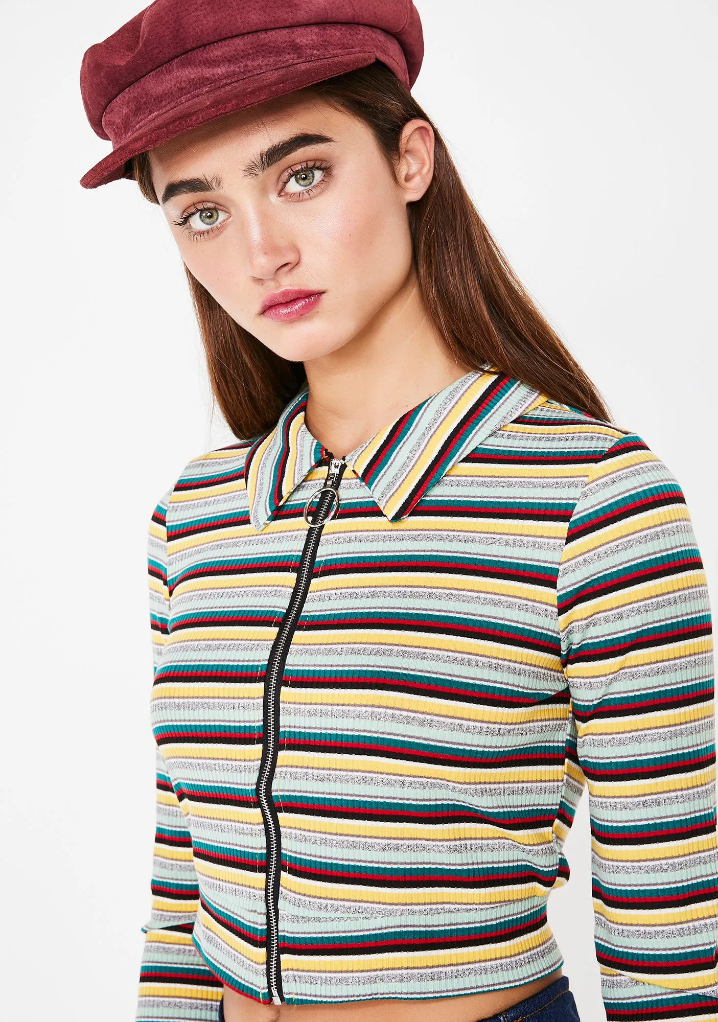 Dank Stripe Stop Whining Zip Up Top