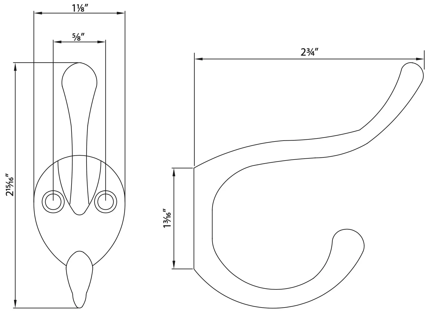 Designers Impressions Polished Chrome Heavy Duty Coat & Hat Hook: 57499