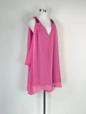 Diane von Furstenberg Magenta Sequined Sheer Silk Drape Dress - AU10
