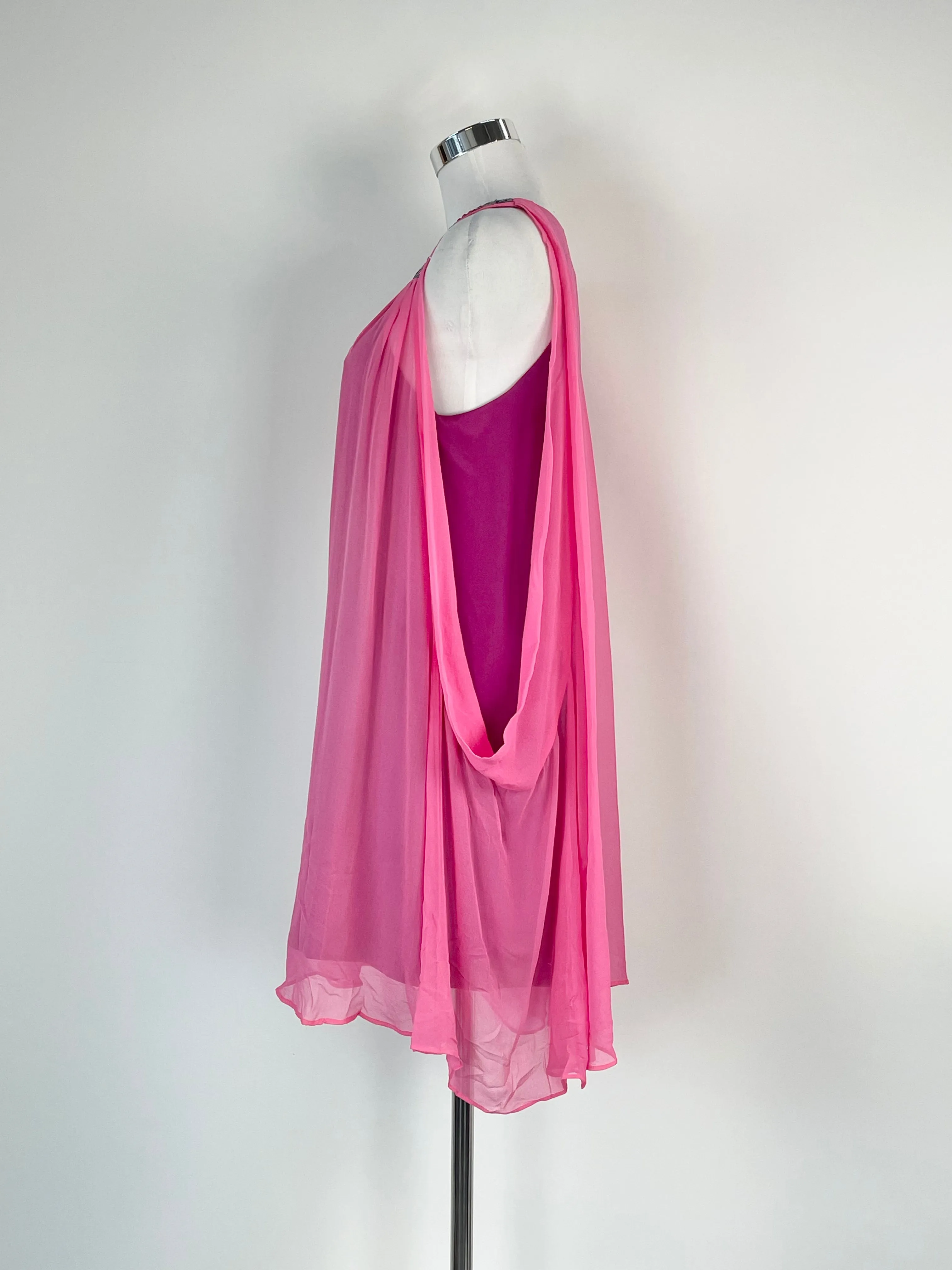 Diane von Furstenberg Magenta Sequined Sheer Silk Drape Dress - AU10