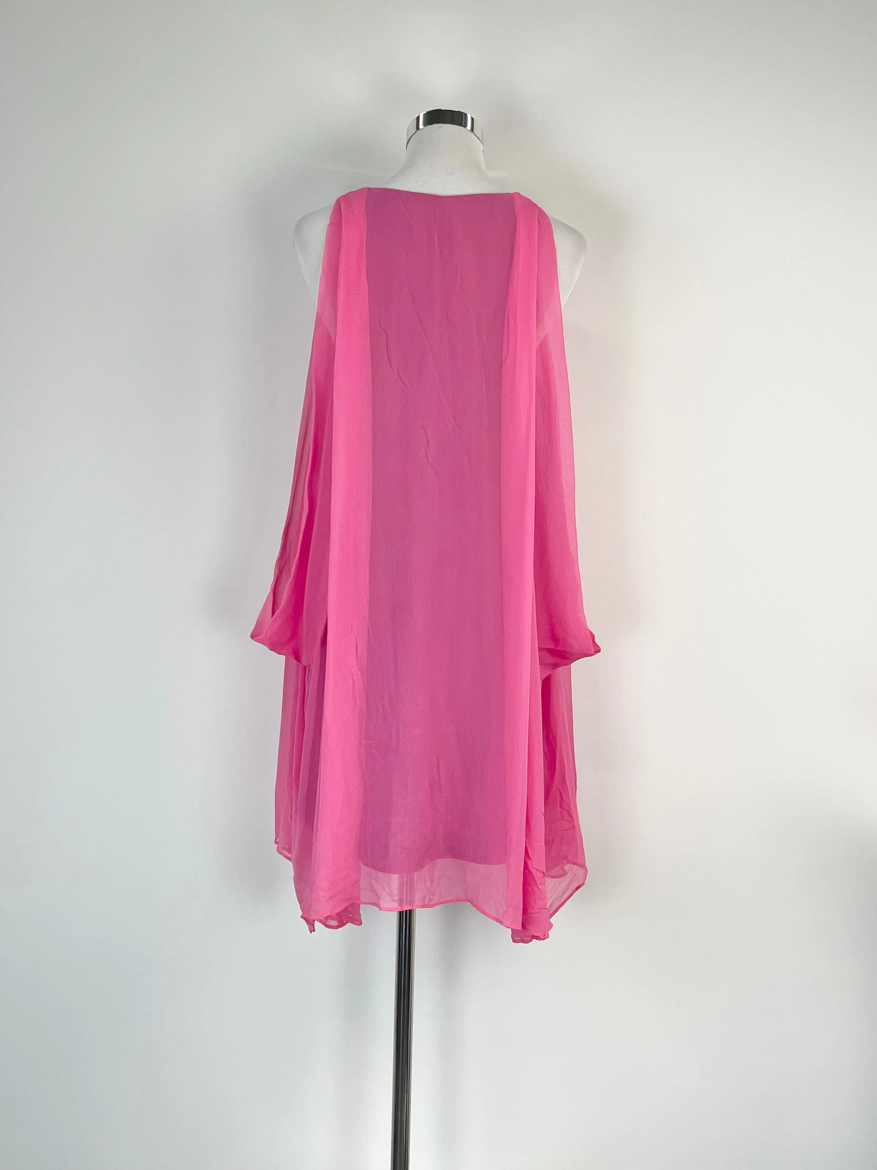 Diane von Furstenberg Magenta Sequined Sheer Silk Drape Dress - AU10