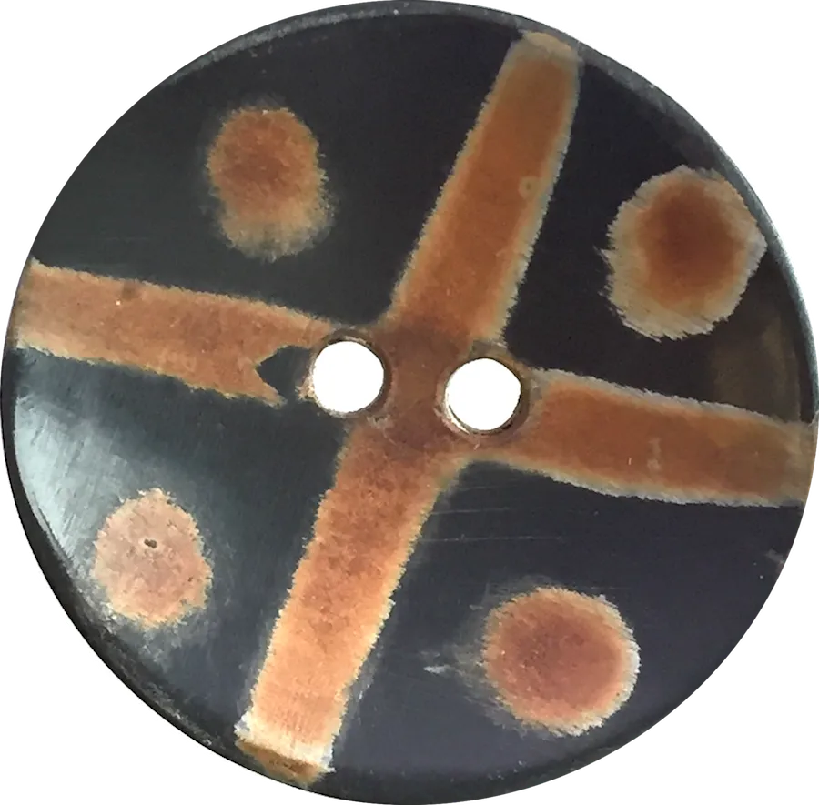 Dots   Cross Large Tribal Horn Button 1-1/2".  #721