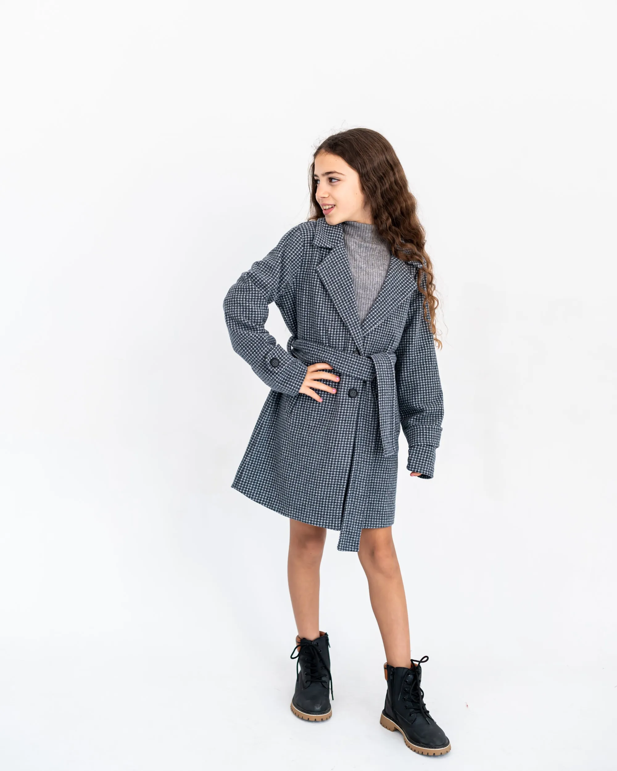DOTTED TRENCH COAT -GRAY
