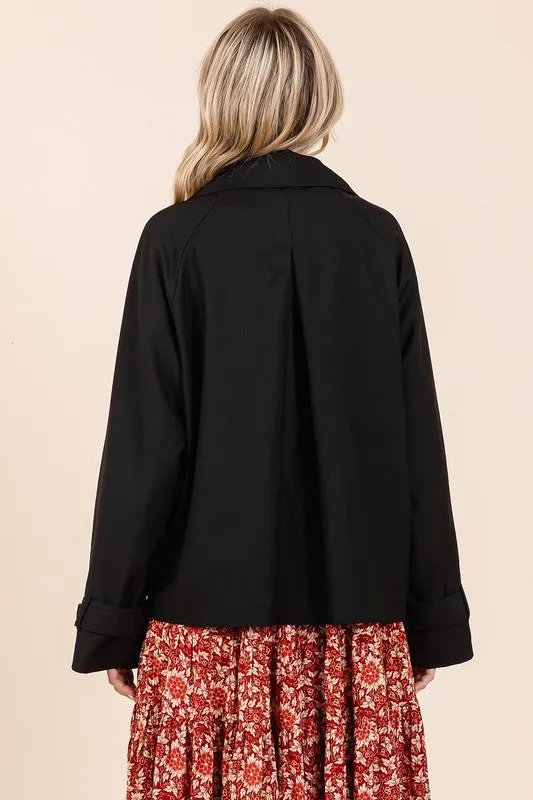 Double Breasted Long Sleeve Trench Coat Jacket