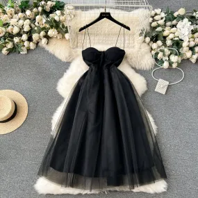 Elegant Black Mesh Slip Dress