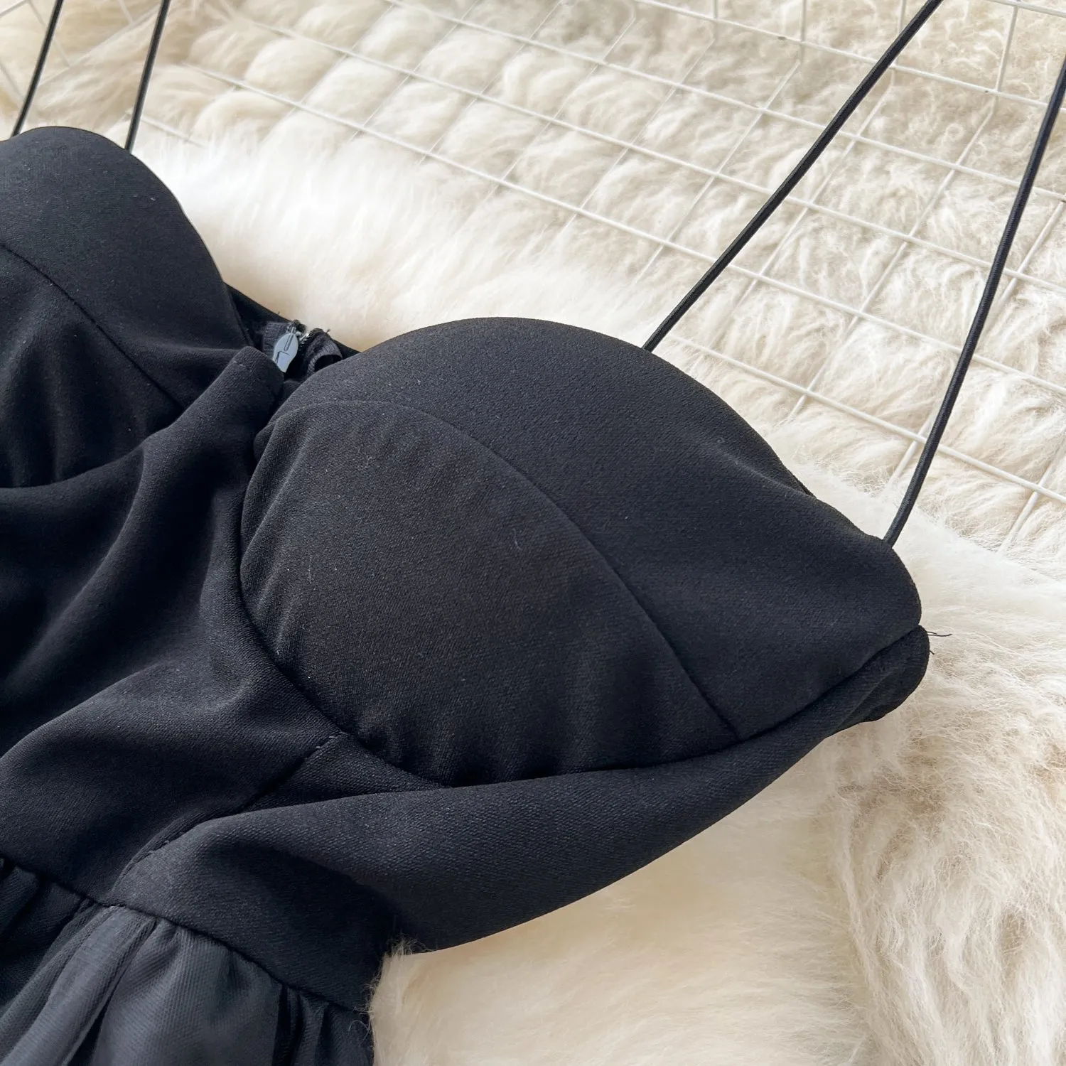 Elegant Black Mesh Slip Dress