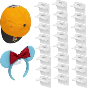 essential Adhesive Hat Hooks for Wall-Hat Organizer for Baseball Caps-Minimalist Design-No Drilling-Strong Hold Hat Hangers-Black-24 Pack