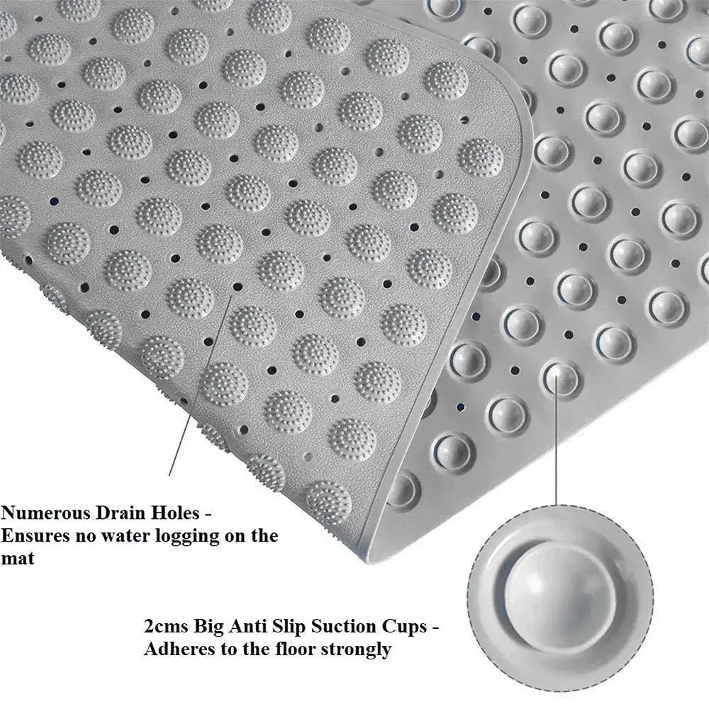 Experia Anti-Slip with Suction Cup Bath Mat, 80 x 80cm Grey (Accu-Pebble)