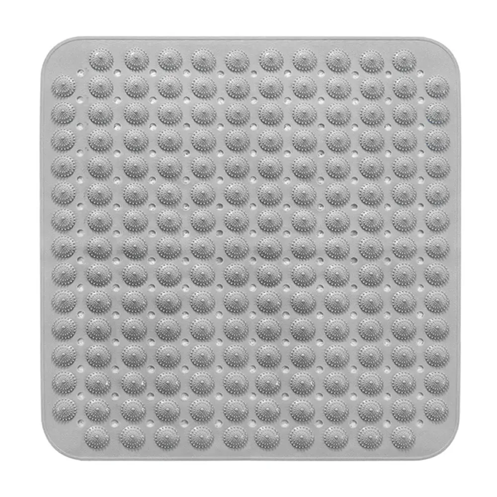 Experia Anti-Slip with Suction Cup Bath Mat, 80 x 80cm Grey (Accu-Pebble)