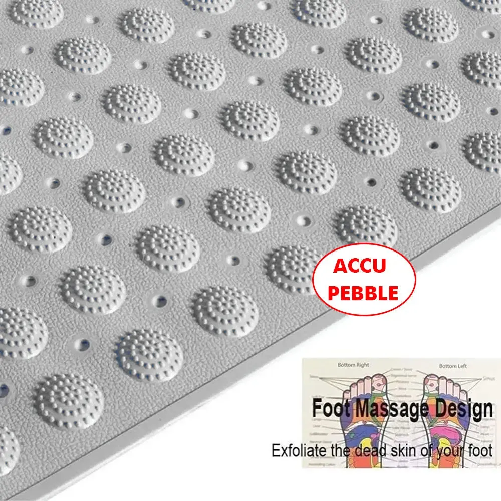 Experia Anti-Slip with Suction Cup Bath Mat, 80 x 80cm Grey (Accu-Pebble)