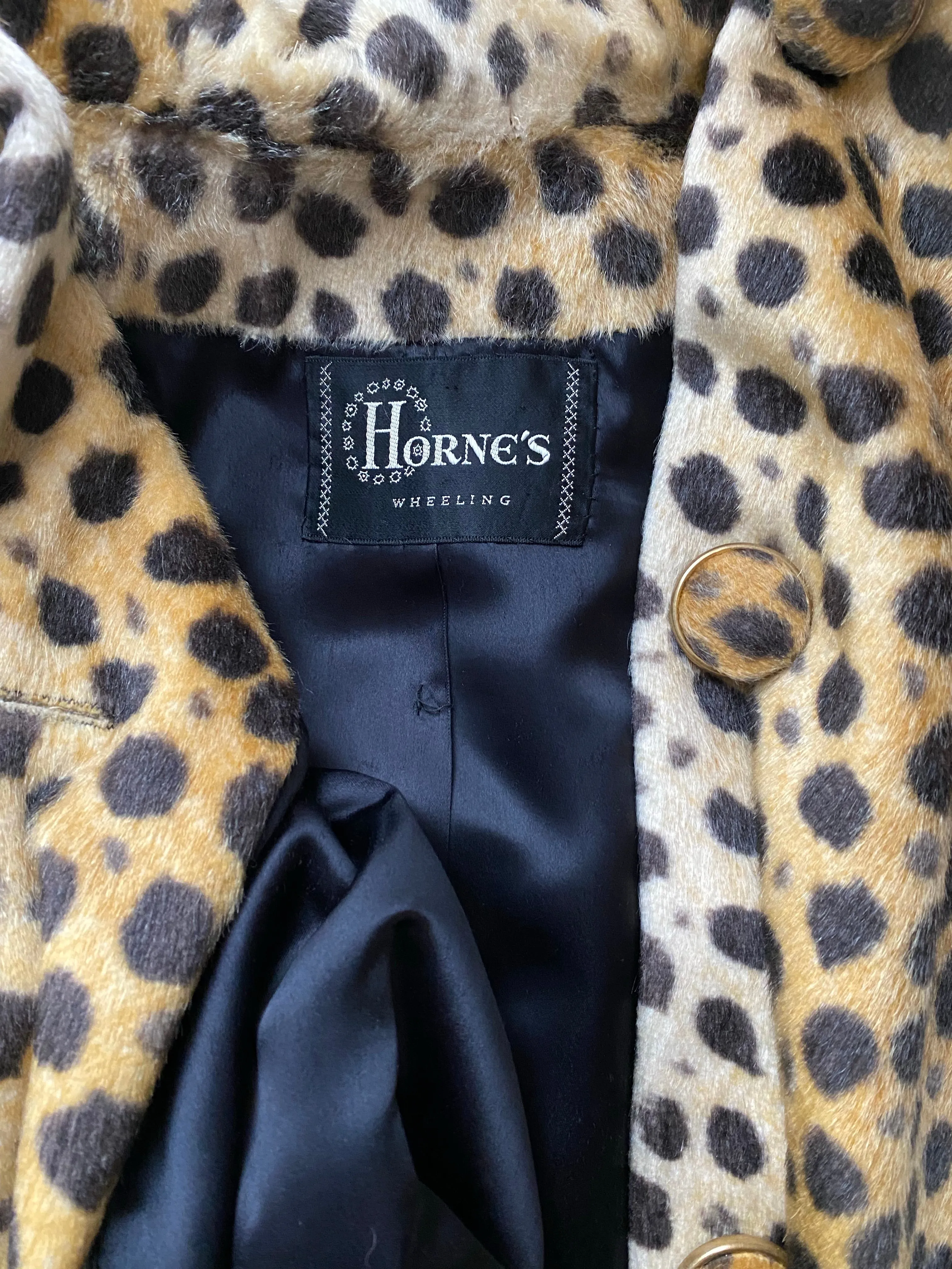 Fabulous 1960s Faux Cheetah Print Cocoon Coat By Dan Millstein / ML