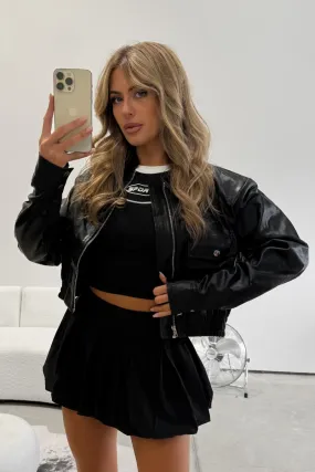 Faux Leather Jacket - Black