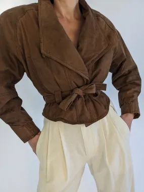Favorite Vintage Cropped Tie Leather Jacket