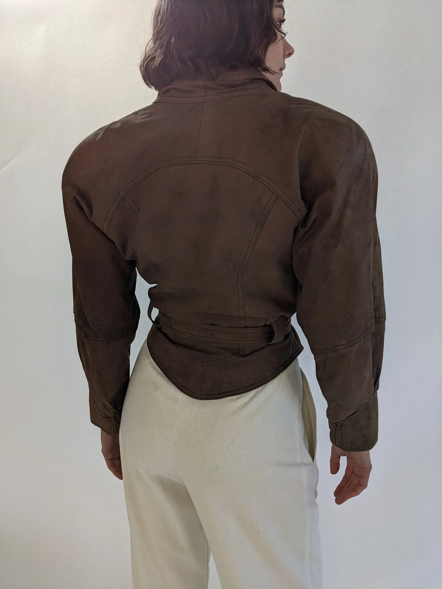 Favorite Vintage Cropped Tie Leather Jacket