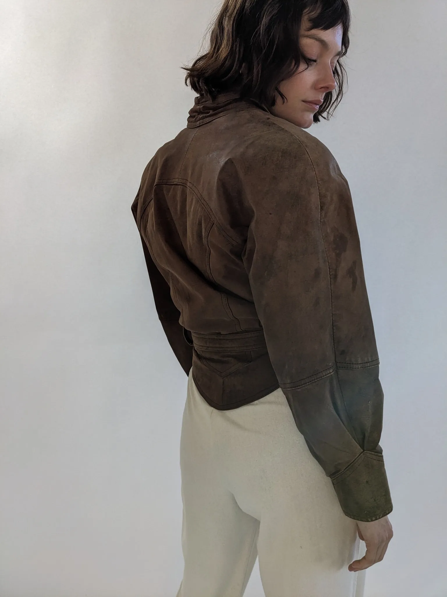 Favorite Vintage Cropped Tie Leather Jacket