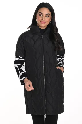 Frank Lyman Coat Black Off White Padded Knitted 243416U