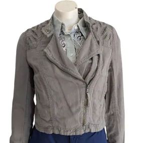 Free People Moto Jacket with Laser Cutouts Size 4