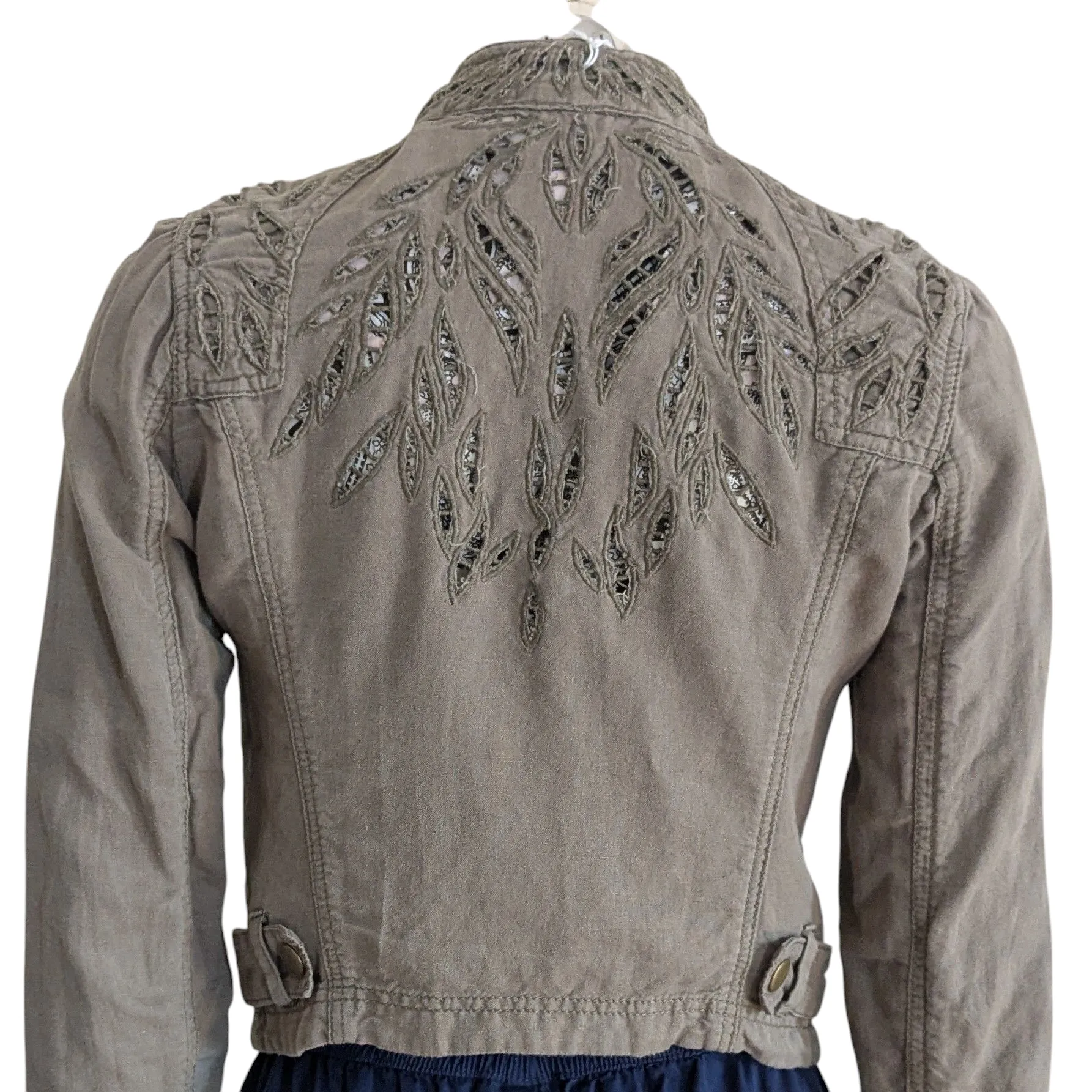Free People Moto Jacket with Laser Cutouts Size 4