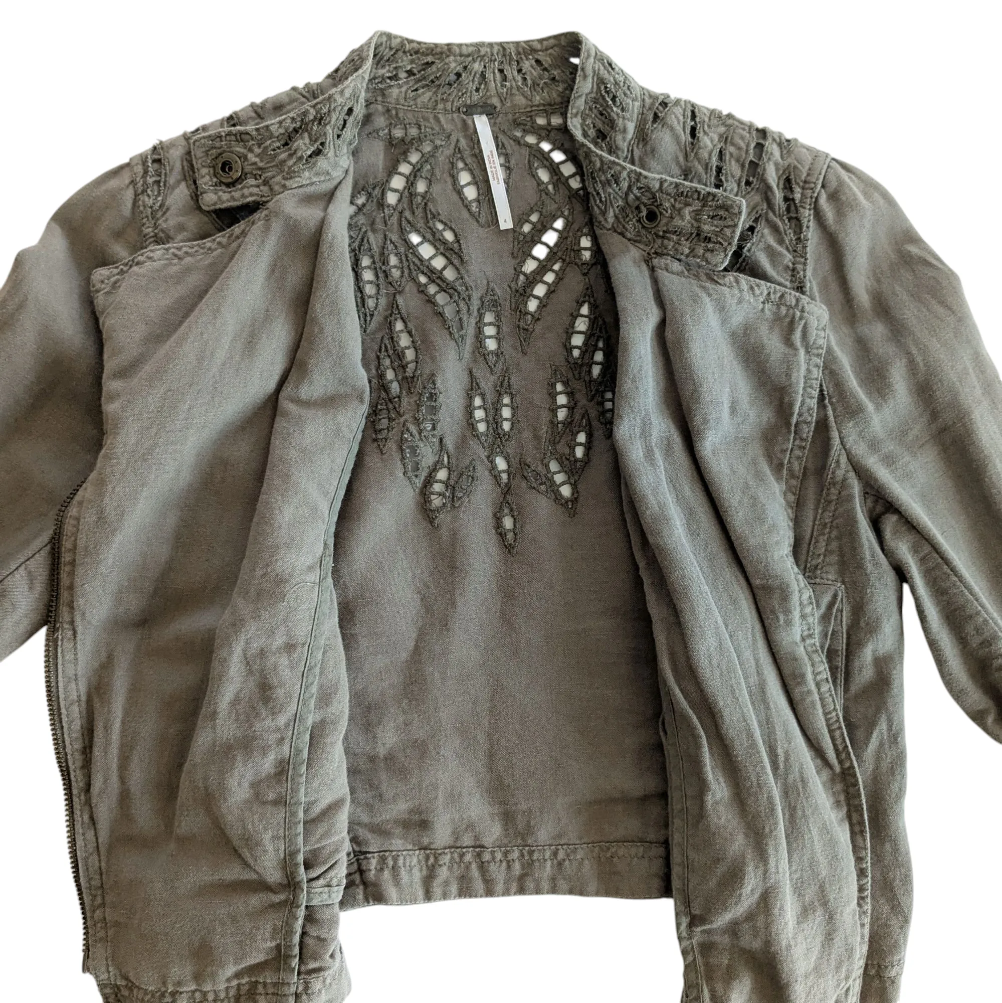 Free People Moto Jacket with Laser Cutouts Size 4
