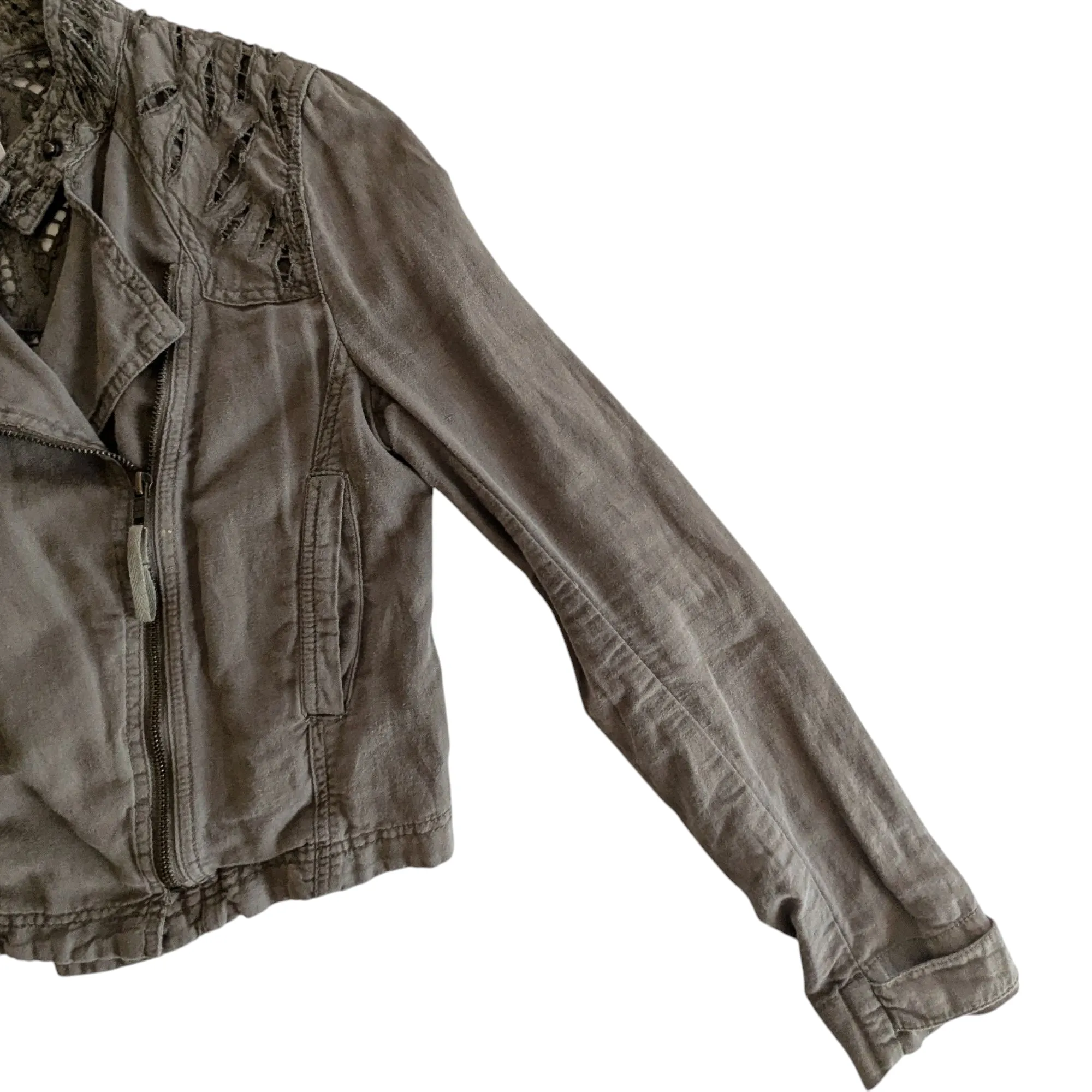 Free People Moto Jacket with Laser Cutouts Size 4