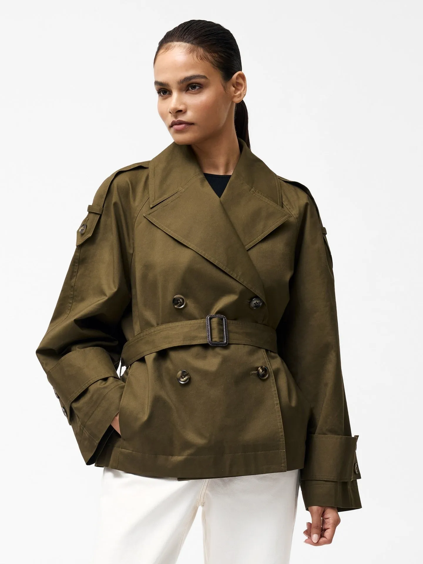French Connection Denby Cropped Trench Coat