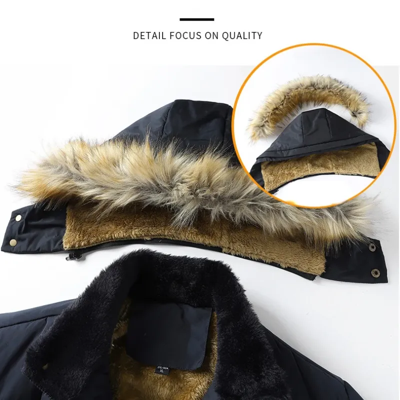 Frostex - Parka Winterjas Heren – Warm Gevoerd met Afneembare Capuchon