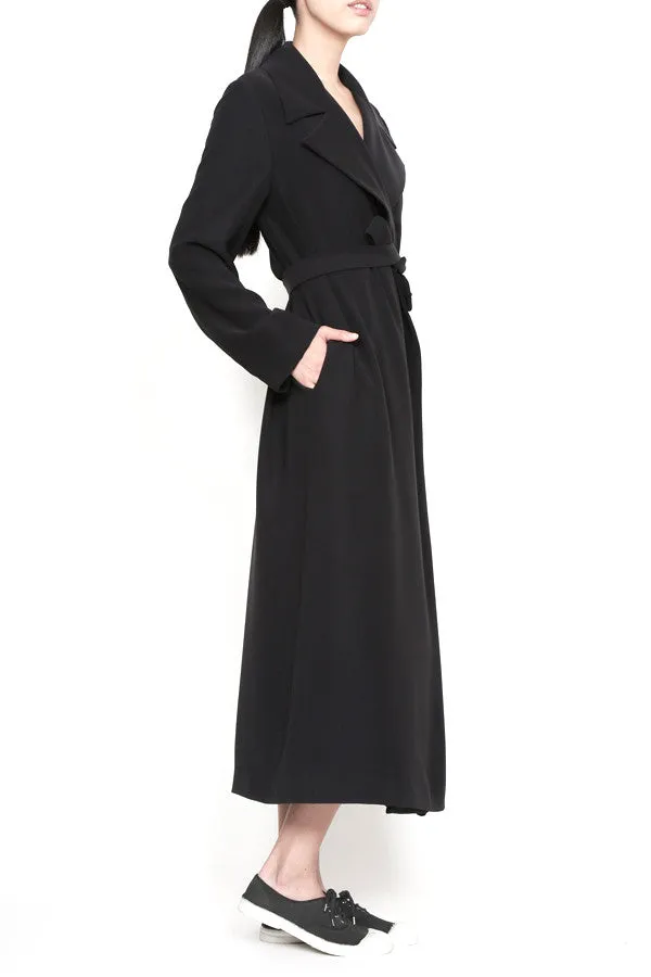 Gabardine Microfiber Long Trench Coat