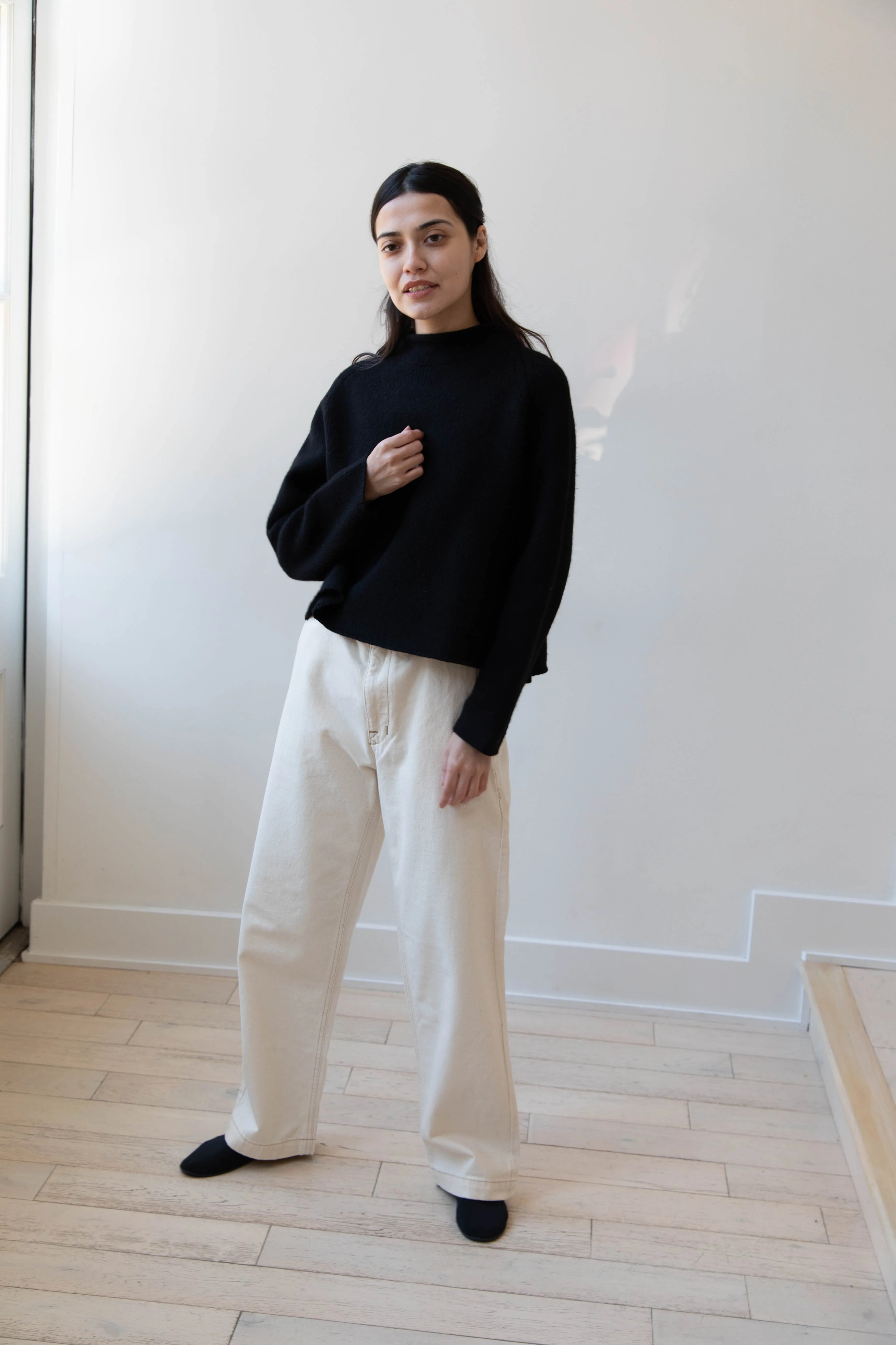 Gauze | Rollneck Wool Cotton Pullover in Black