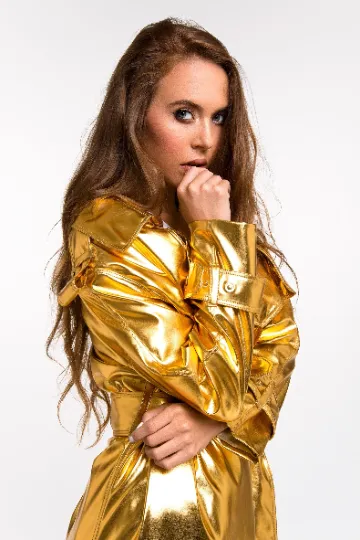 Gold Ladies Festival Sparkling Trench Coat.