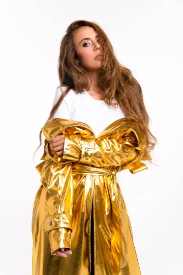 Gold Ladies Festival Sparkling Trench Coat.