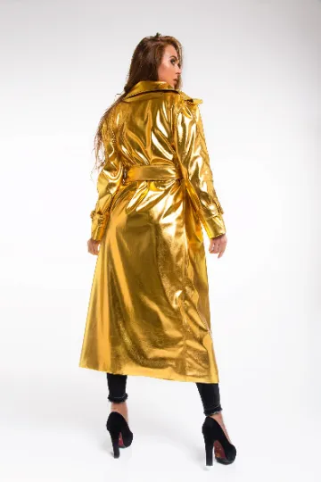 Gold Ladies Festival Sparkling Trench Coat.