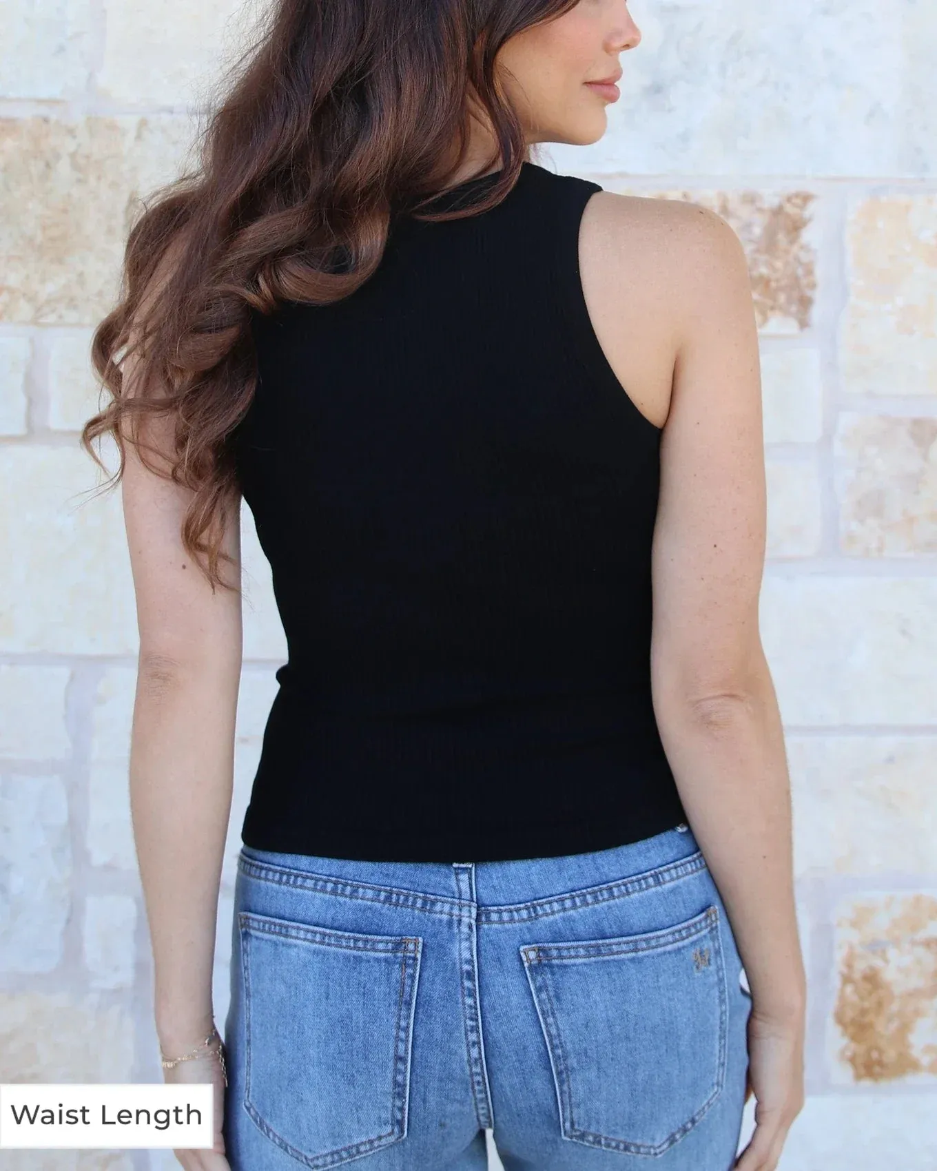 Grace and Lace | High Neck Brami Tank | Black | WAIST LENGTH