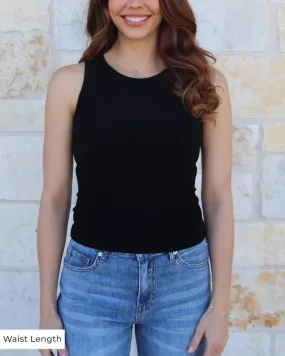 Grace and Lace | High Neck Brami Tank | Black | WAIST LENGTH