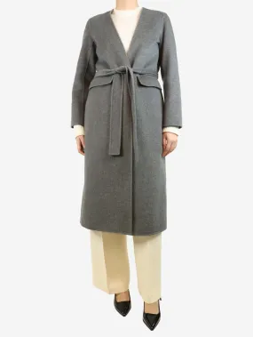 Grey cashmere belted coat - size UK 8