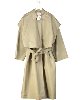 H&M Green Light Khaki Maxi Trench Coat UK XL